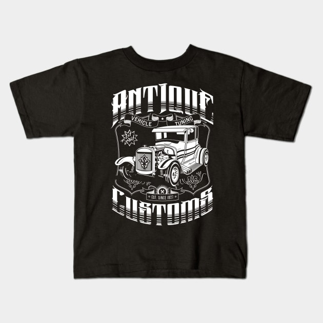 Hot Rod - Antique Customs (white) Kids T-Shirt by GetThatCar